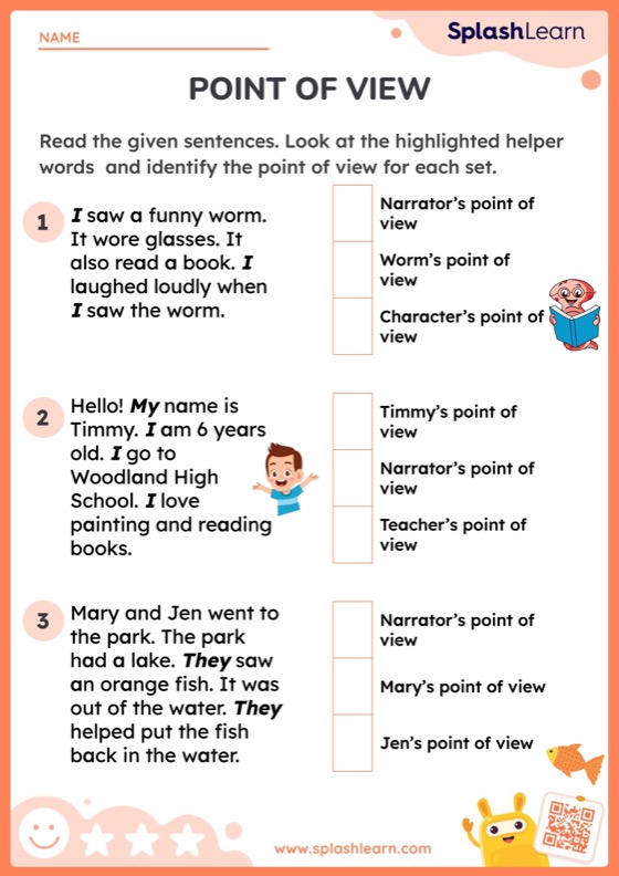 Worksheets on point of view different perspectives: the american