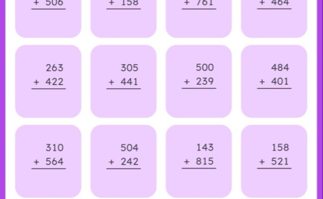 Add Two 3-Digit Numbers Without Regrouping: Vertical Timed Practice ...