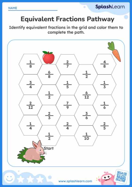 Equivalent fractions worksheets