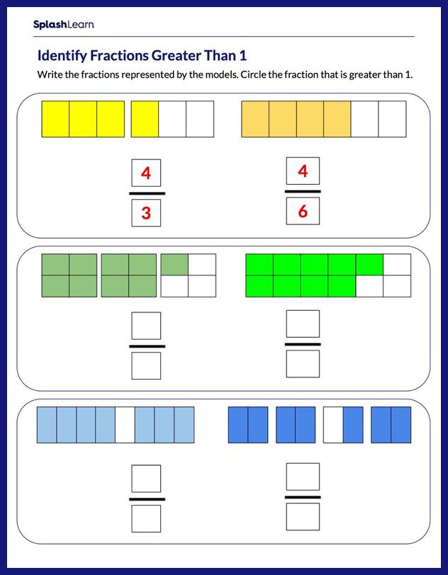 Fractions worksheets for 4th graders online