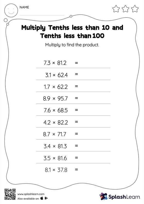 multiply decimals by decimals worksheets for kids online splashlearn