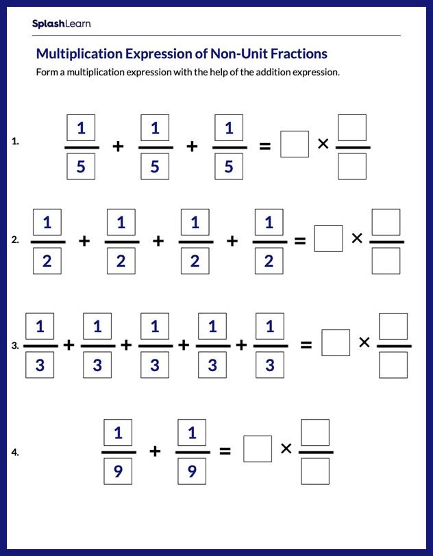 multiply fractions worksheets for 4th graders online splashlearn