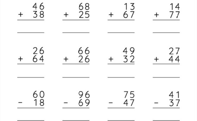 Add And Subtract Two 2-Digit Numbers With Regrouping: Vertical Addition ...