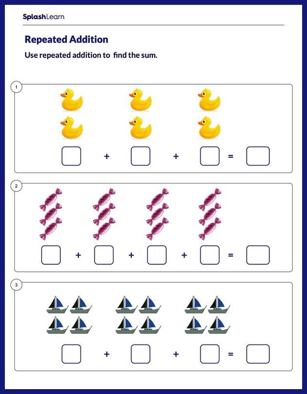 Solve using repeated addition worksheet