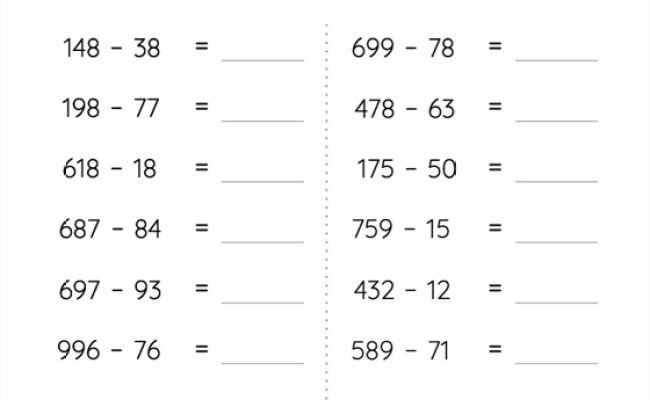 Subtract 2-Digit Numbers From 3-Digit Numbers Without Regrouping ...