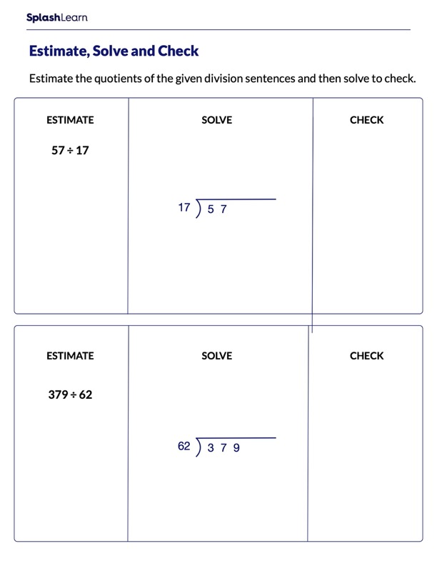 Find the best checking account for you and open an account today. Estimate Solve And Check The Division Sentences Math Worksheets Splashlearn