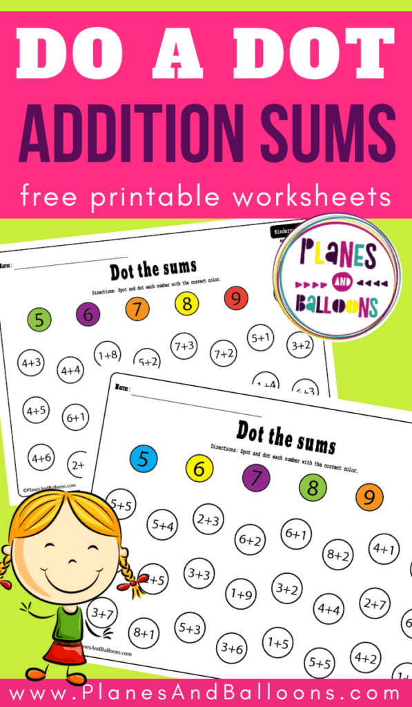 dot marker addition to 10 worksheets planes balloons