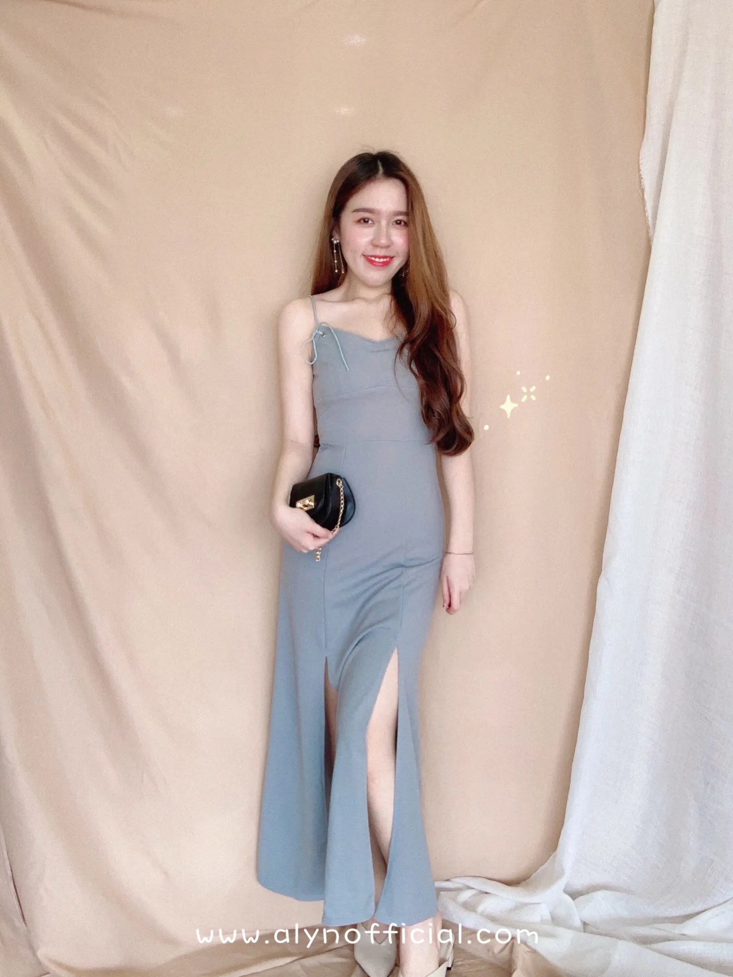 Split Leg Dinner Dress In Baby Blue Ready Stock Alyn Official Online Fashion Store Malaysia Ship Worldwide