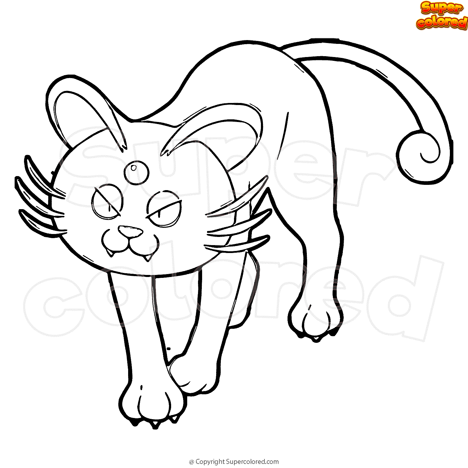 Persian coloring page from generation i pokemon category. Coloring Page Pokemon Persian Alola Supercolored Com