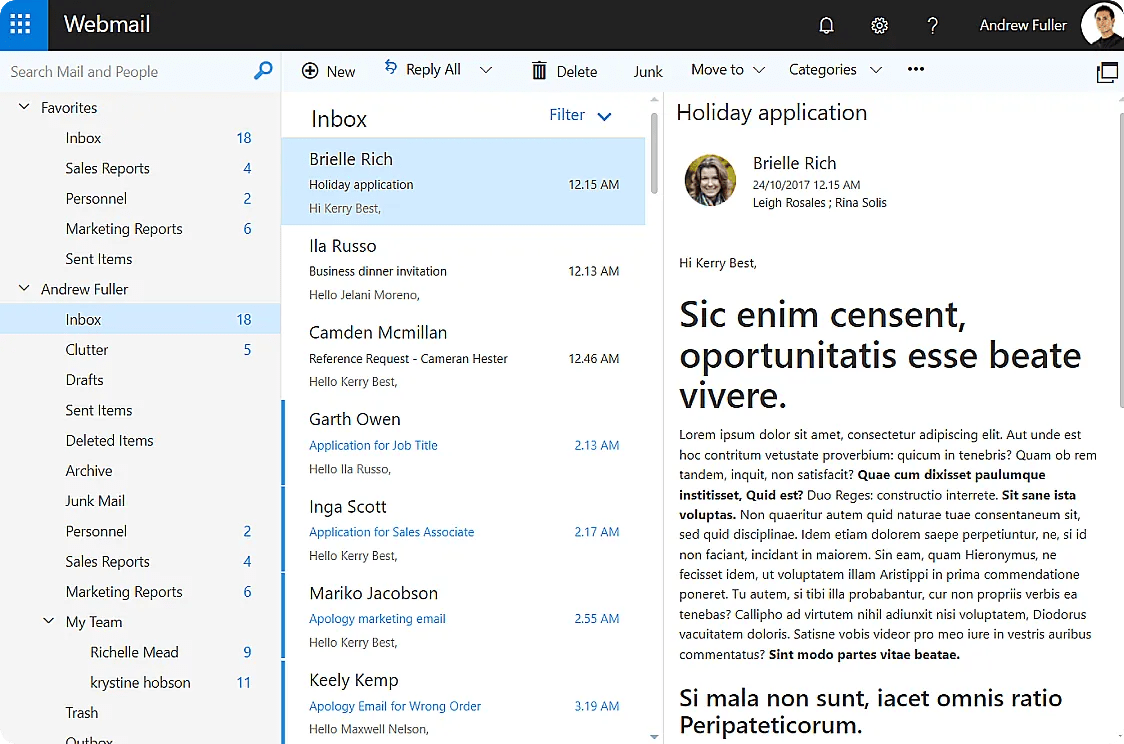 Webmail Interactive Angular Showcase Apps Syncfusion