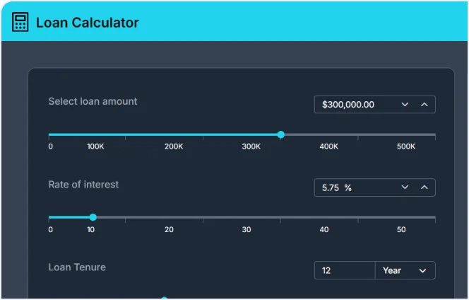 Loan Calculator Interactive React Showcase Apps Syncfusion - Professional Retina Dark Patterns | Free Download