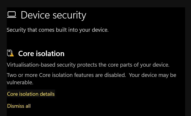 Fixed Local Security Authority Protection Off Click On Core Isolation Details 