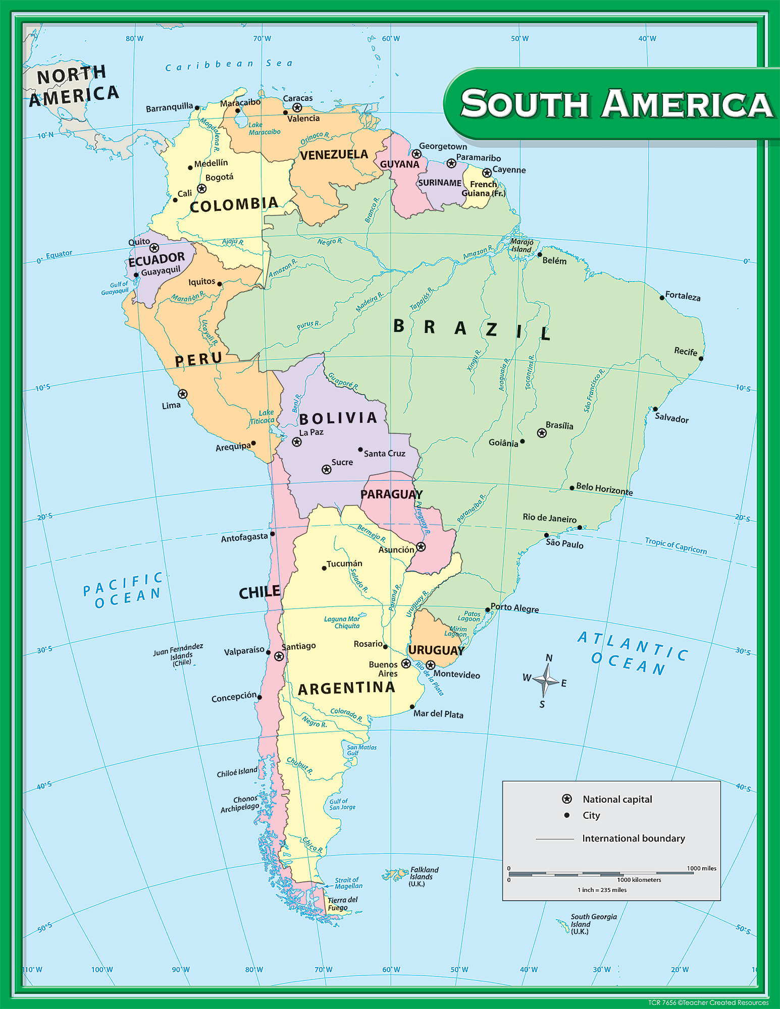 Map Of South American Countries Printables Templates Free 7656 