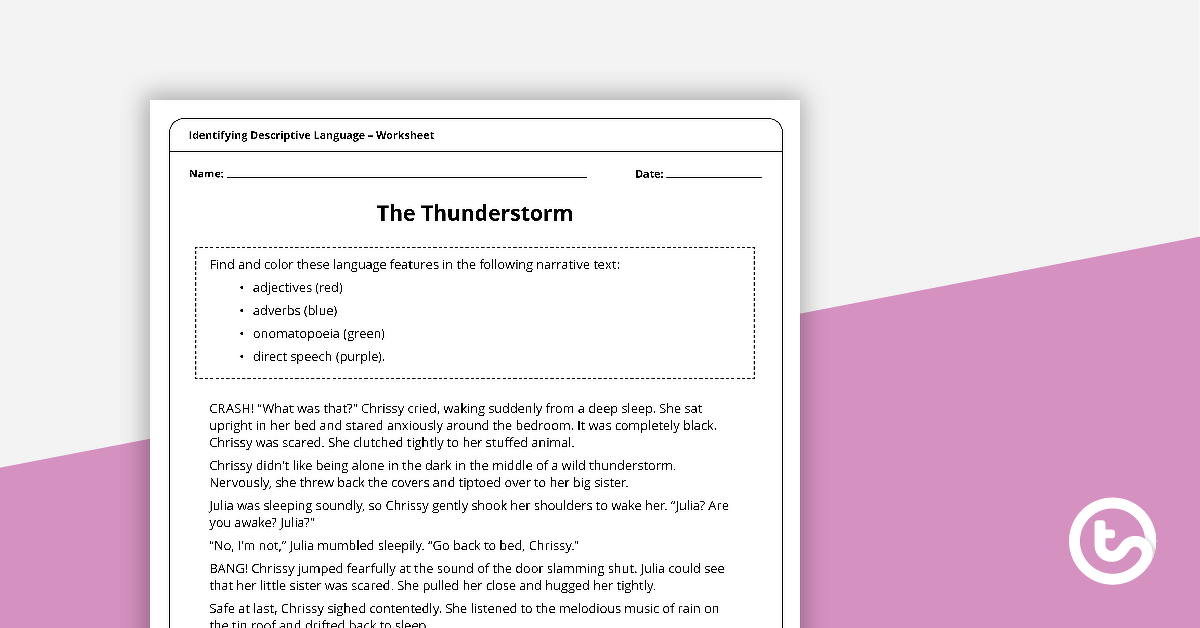 identifying descriptive and figurative language worksheets teach starter