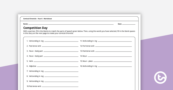 comical chronicle worksheets year 6 teach starter