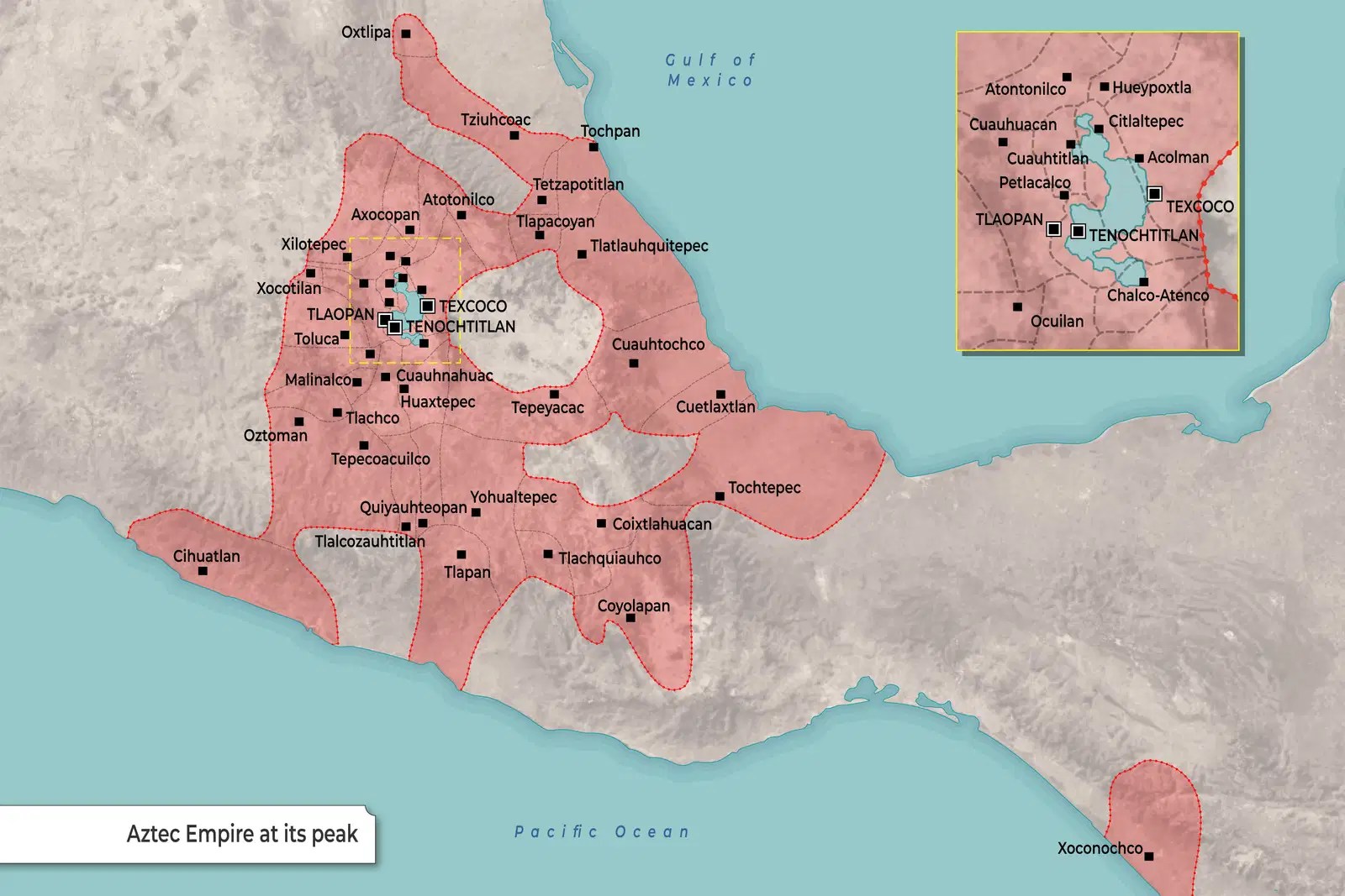 Map Aztec Empire Aztec Empire Map Large 