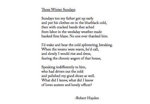Examples of odes in poetry: Those Winter Sundays
