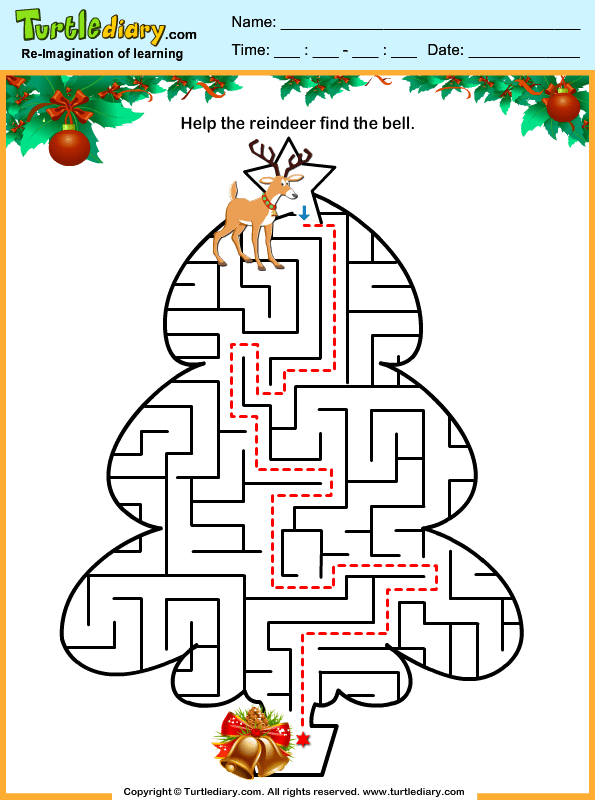 christmas tree maze worksheet turtle diary