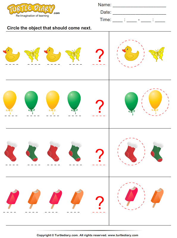 identify the object that comes next in the pattern