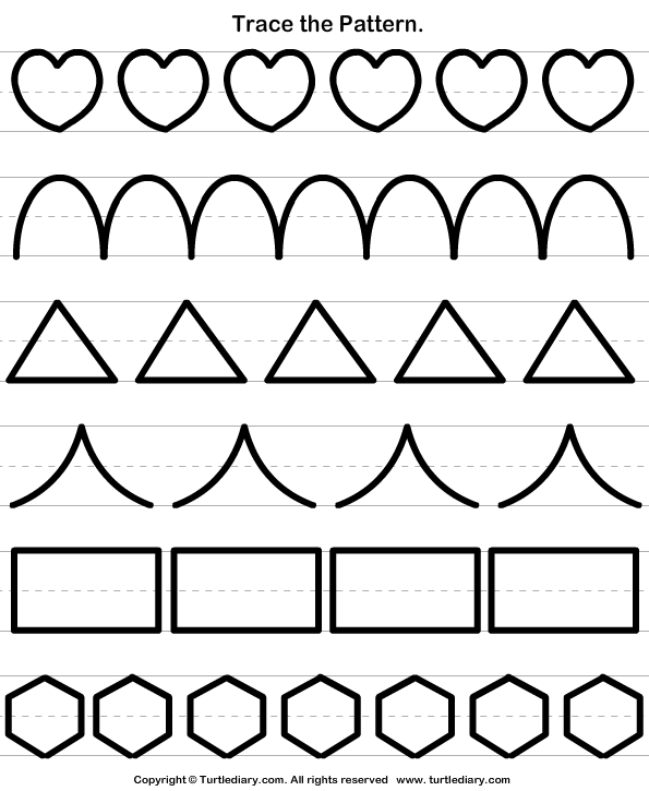 shapes tracing worksheet turtle diary