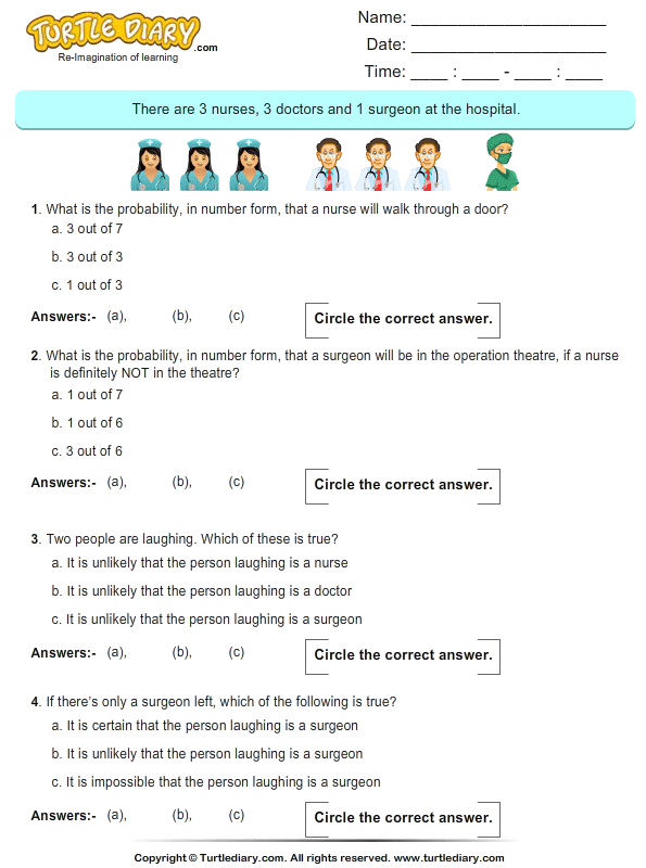 probability on profession turtle diary worksheet