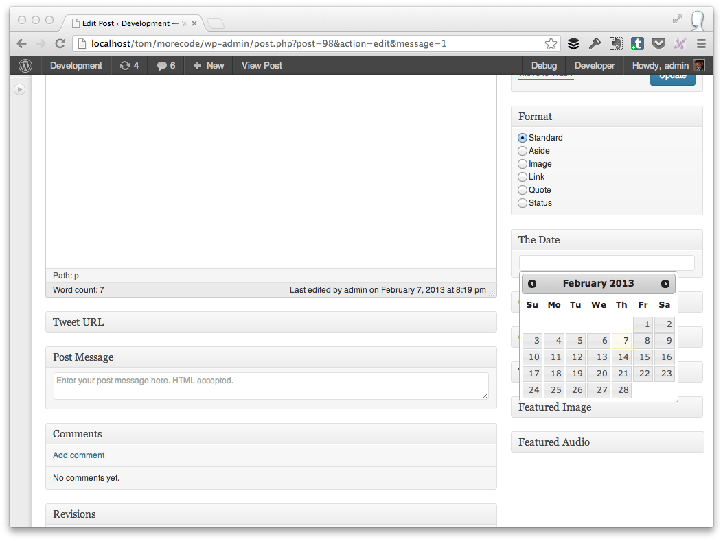 Enqueue your script · step 4: Incorporating the jQuery Date Picker Into the Post Editor: Save the Date