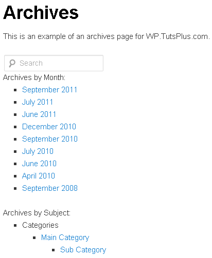 Quoted from the codex page linked above:. Create A WordPress Archives Template for Your Theme