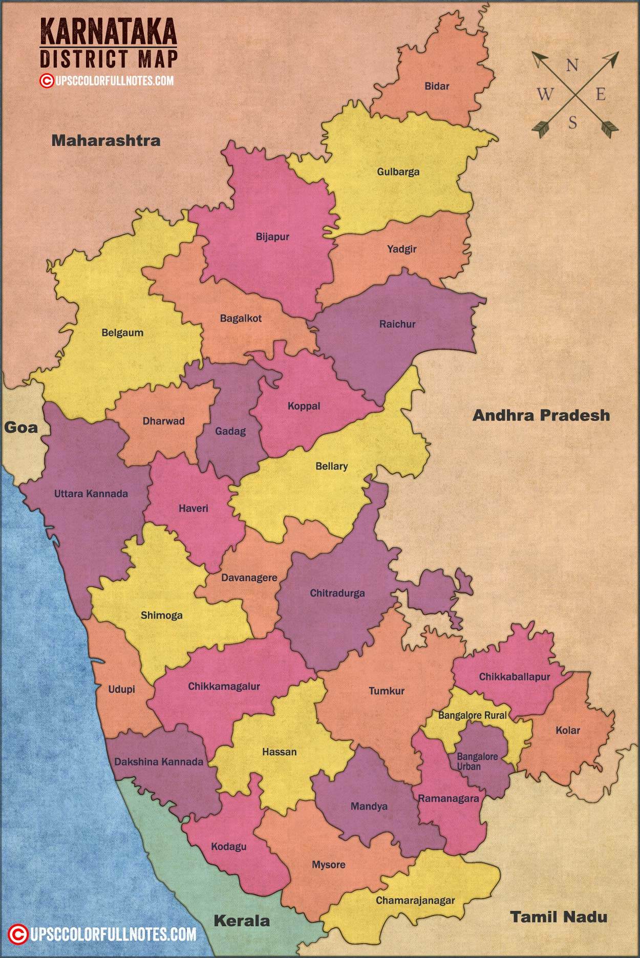 Karnataka Maps Karnataka Map With Districts 1 