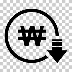 Cost Reduction Decrease Won Icon Symbol Isolated Vector Image - Abstract Textures - Amazing Mobile Collection