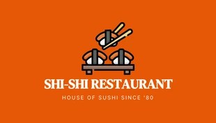 Dark orange modern sushi restaurant business card