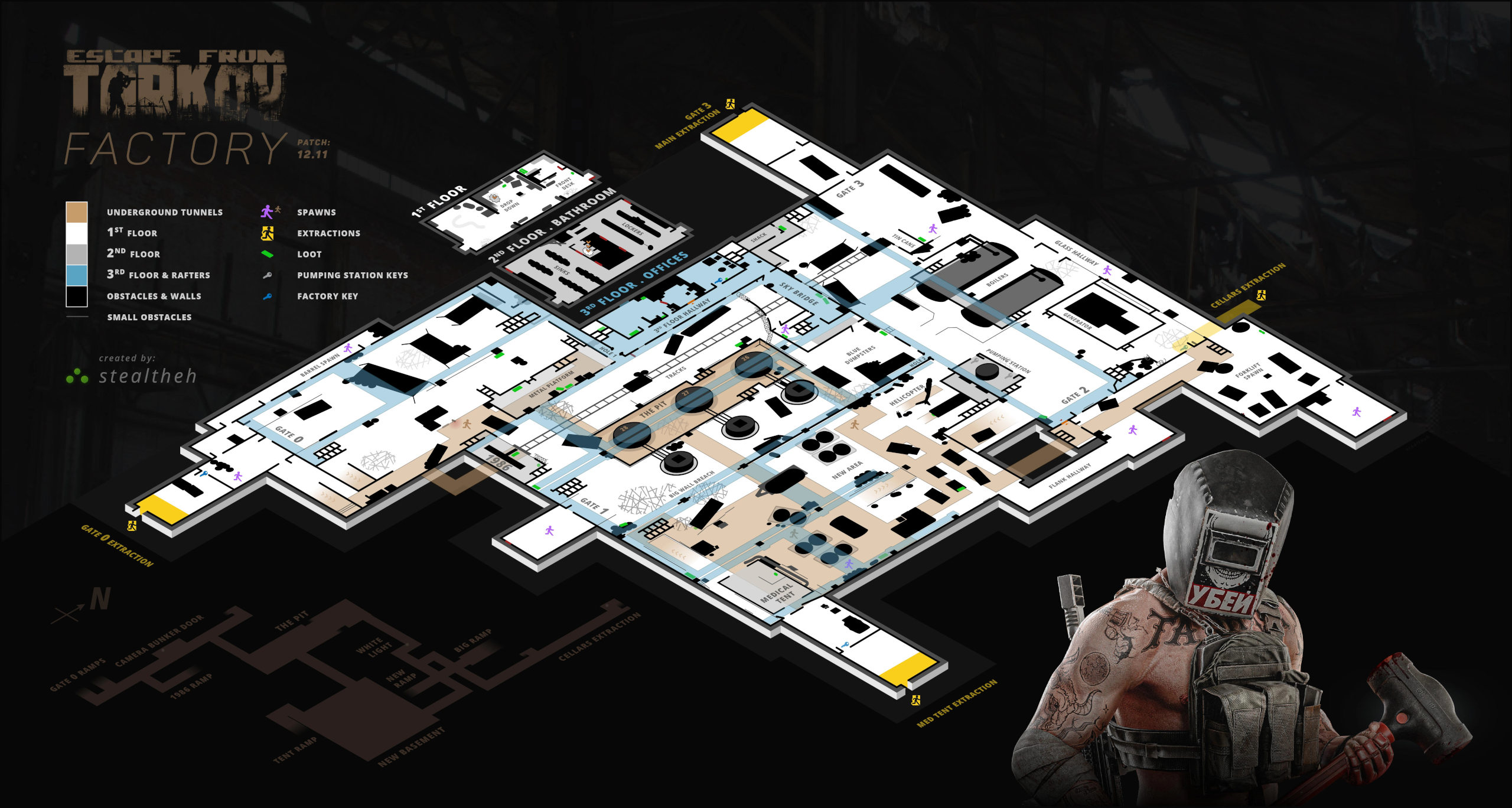 FACTORY Escape From Tarkov Wiki FACTORY MAP Isometric 12.11 