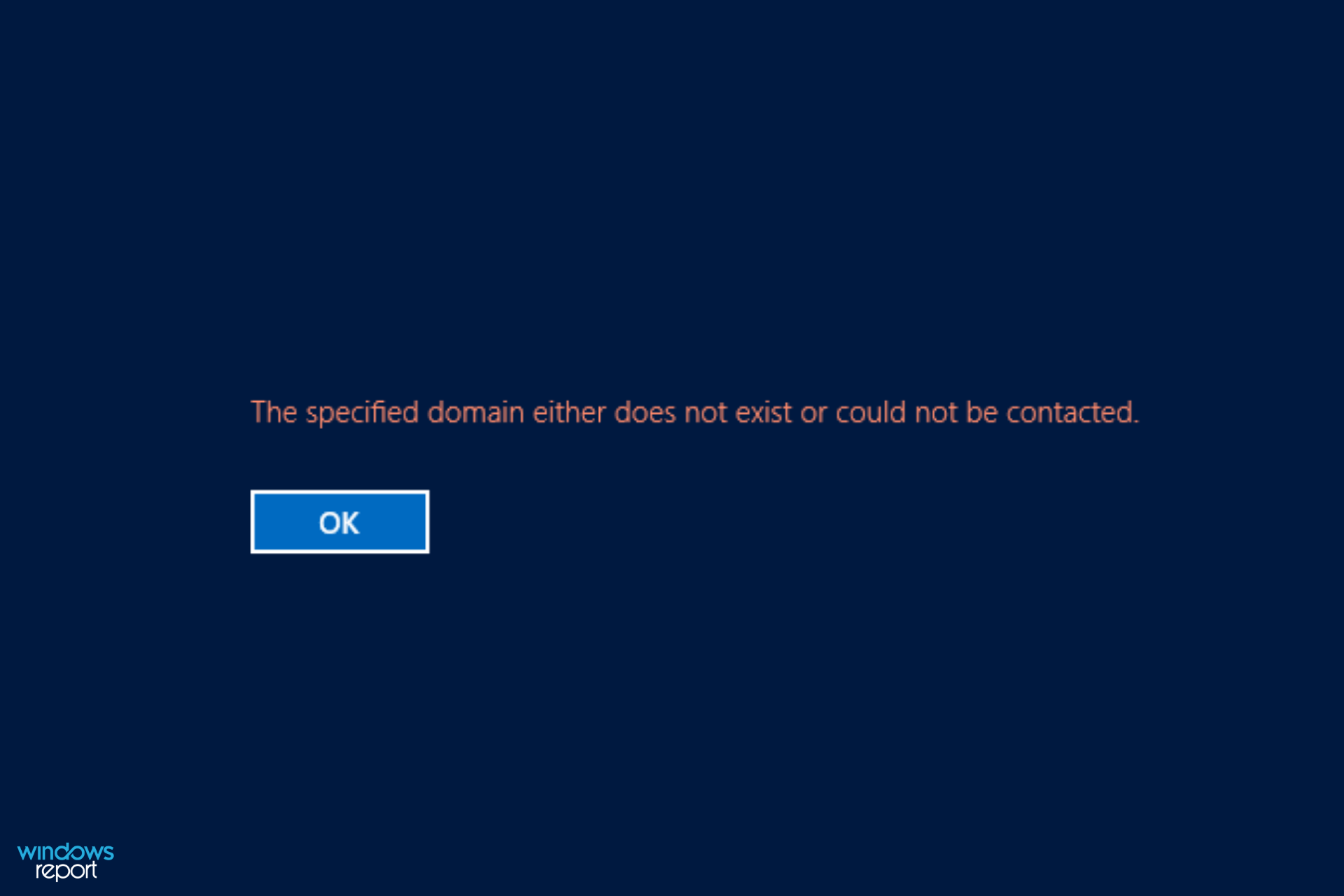 The specified domain does not exist or could not be contacted