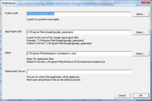 Google App Engine Launcher Preferences