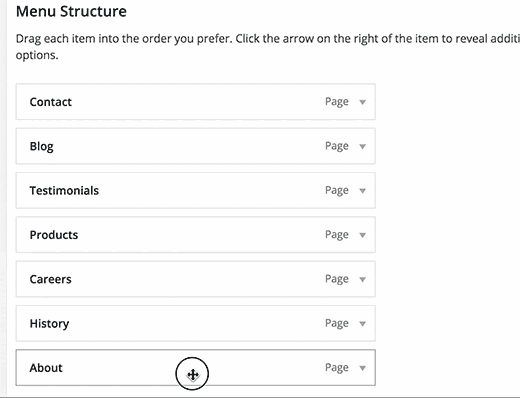 Drag and drop menu items to rearrange their position Drag and drop menu items to rearrange their position