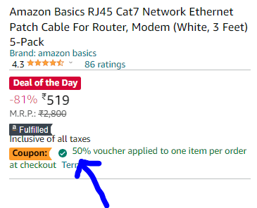 Amazon basics rj45 cat7 network ethernet patch cable for router, modem (white, 3 feet) 5-pack