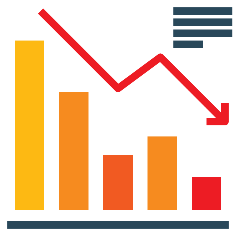 Graph Decrease Chart Icon Download In Line Style - High Quality Geometric Art - Mobile