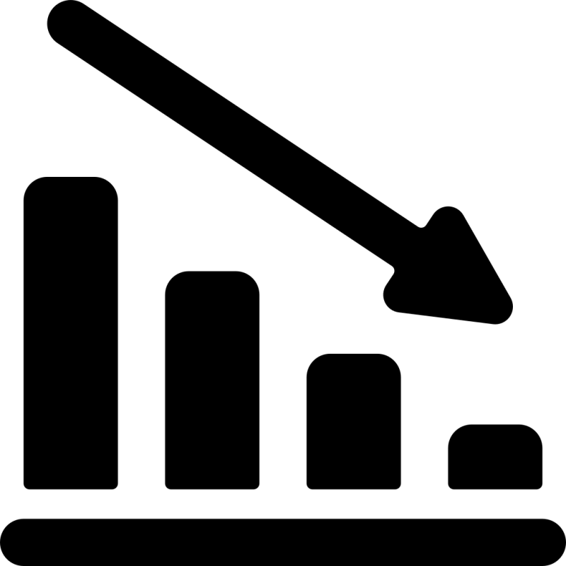 Graph Bar Decrease Graph Chart Arrow Product Performance Down Decrease Business Analytic - Download Classic Colorful Design | HD