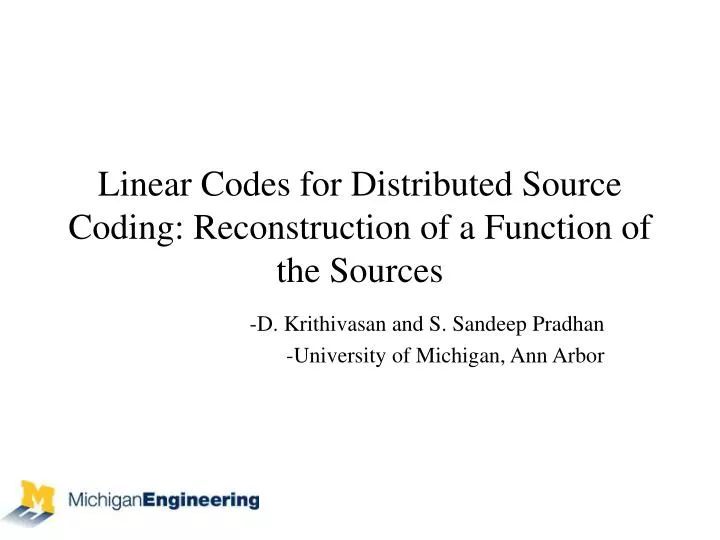 Ppt Linear Codes For Distributed Source Coding Reconstruction Of A - Colorful Design Collection - Desktop Quality