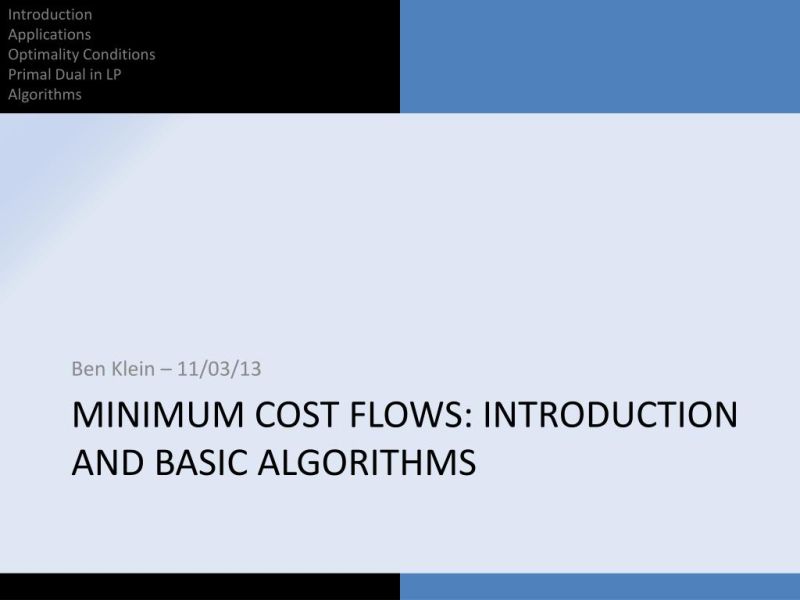 Ppt Minimum Cost Flows Introduction And Basic Algorithms Powerpoint - Best Dark Images in Ultra HD