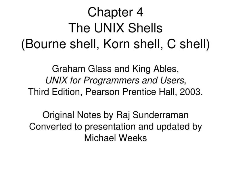 Basics Of Unix Shells Bourne Shell Korn Shell C Shell Pdf Unix - Best City Photos in 8K