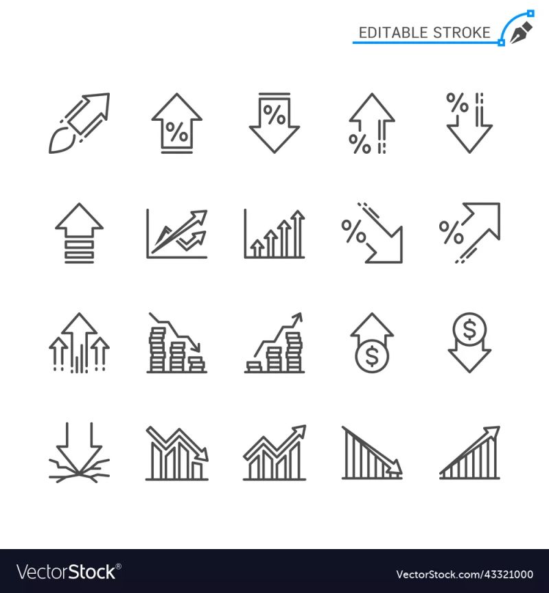 Line Increase And Decrease Icons Royalty Free Vector Image - Colorful Pattern Collection - Mobile Quality