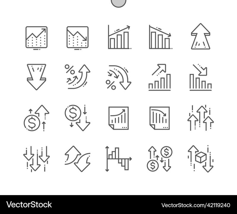 Finance Increase Decrease Chart Outline Solid Stock Vector Royalty - High Resolution Minimal Illustrations for Desktop