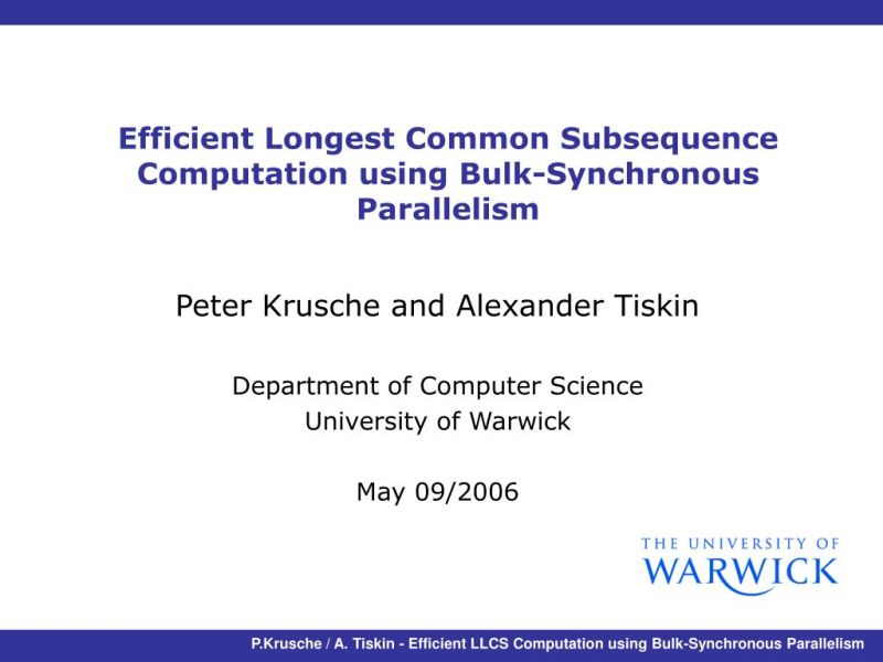 Ppt Efficient Longest Common Subsequence Computation Using Bulk Synchronous Parallelism - Best Nature Images in 8K