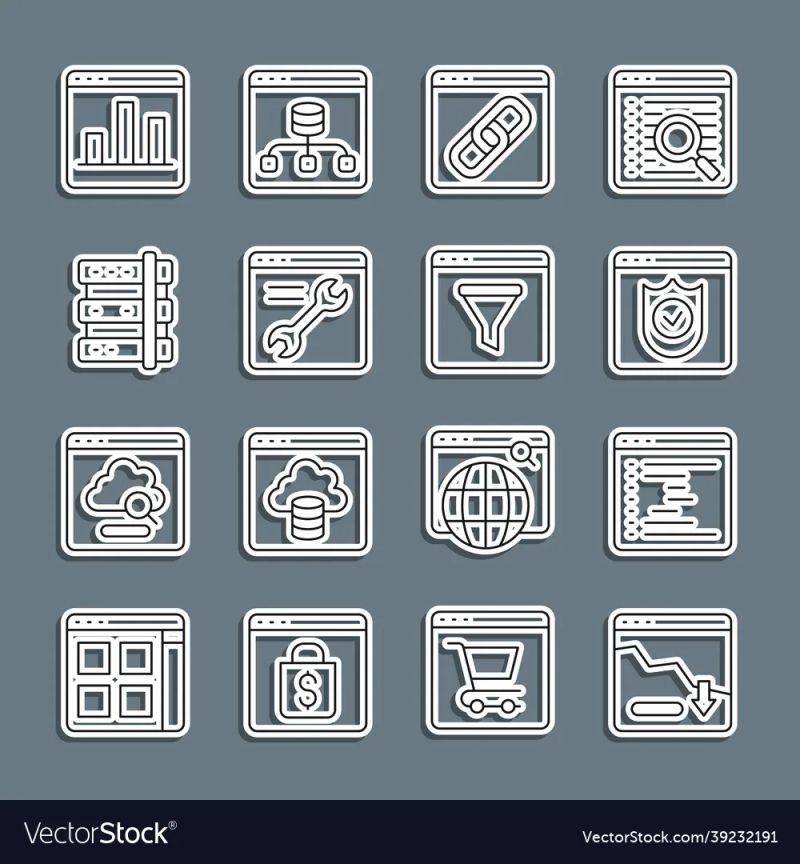 Set Browser Window Financial Growth Decrease Vector Image - Amazing Landscape Background - 8K