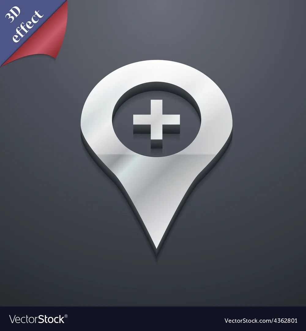Plus Map Pointer Gps Location Icon Symbol 3d Style