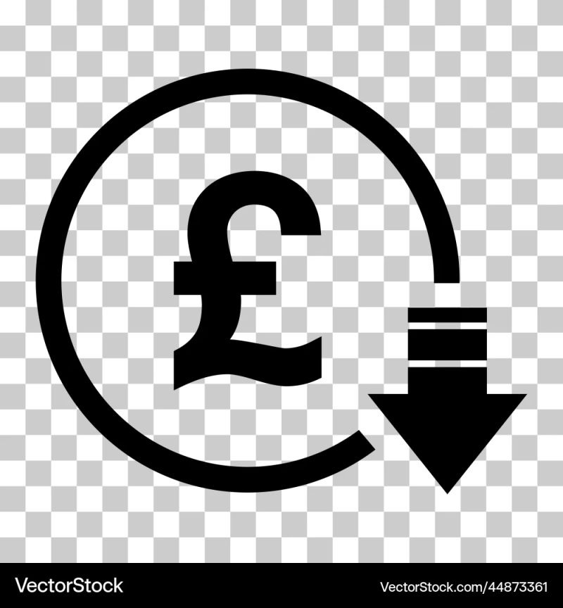 Cost Reduction Decrease Pound Icon Symbol Vector Image - Best Space Illustrations in Mobile