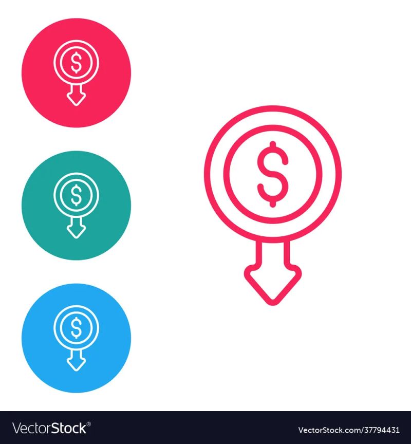 Set Dollar Rate Decrease Icon Isolated On Black Vector Image - Gorgeous Geometric Pattern - Ultra HD