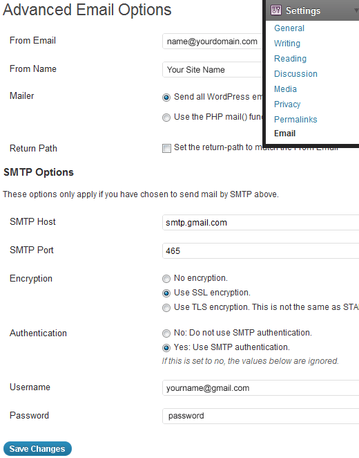 If you want to send your subscriber a notification of what they have submitted to your form and confirm it, you can do that too using the email . WP SMTP Mail Screenshot
