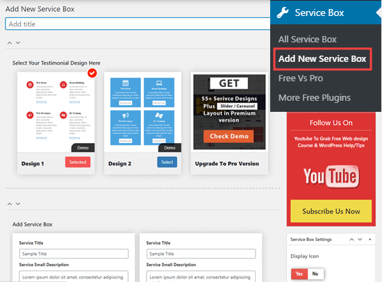 Creating a new set of services boxes in WordPress Creating a new set of services boxes in WordPress