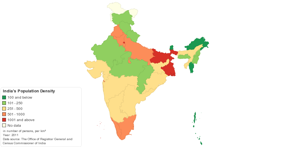 India S Population Density L 1200